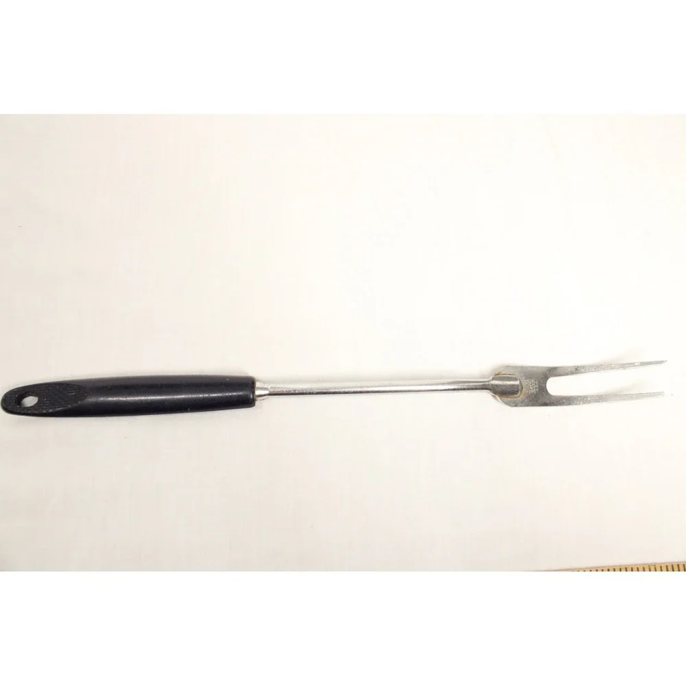 EKCO Meat Carving Fork Vintage USA Black Handle Chromium Plated Retro Kitchen